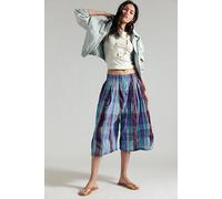 Ivy Cropped Pull-On Culotte Pants at Free People in Turquoise Combo, Size: XL - female