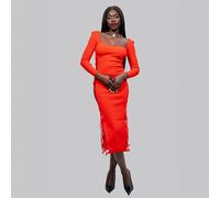 Ivy Ekong Fashion Christina Side Lace Midi Dress - Red - S