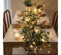 Ivy Fairy Lights,2M Artificial Eucalyptus Garland LED Light String,Fairy Light Olive Vine with 20 LED for Christmas Garland for Fireplace, Table, Mantle, Wall, Indoor, Outdoor (Green)