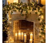 Ivy Fairy Lights,2M Artificial Eucalyptus Garland LED Light String,Fairy Light Olive Vine with 20 LED for Christmas Garland for Fireplace, Table, Mantle, Wall, Indoor, Outdoor (2Pcs)