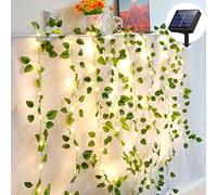 Ivy Fairy Lights Solar Decorative Rattan Lights 2-10 m Eucalyptus Garland with Maple Leaves for Garden & Patio Outdoor Lighting Ivy Garland (Solar Model, 5 Metres, 50 Lights)