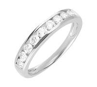 Ivy Gems 9ct White Gold 0.5ct Finest 100 Cut Swiss Cubic Zirconia Channel Set Half Eternity Ring - Size L