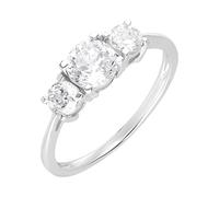 Ivy Gems 9ct White Gold 1ct Finest 100 Cut Swiss Cubic Zirconia Round Trilogy Ring - Size L