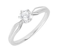 Ivy Gems 9ct White Gold 4.5mm Finest 100 Cut Swiss Cubic Zirconia Solitaire Engagement Ring (O)