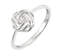 Ivy Gems 9ct White Gold Clear Small Diamond Knot Promise Ring - Size O