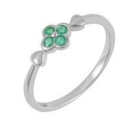 Ivy Gems 9ct White Gold Emerald Ditsy Flower Ring (P)