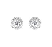 Ivy Gems 9ct White Gold Finest 100 Cut Swiss Cubic Zirconia Round Solitaire Stud Earrings