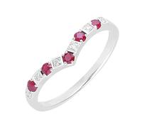 Ivy Gems 9ct White Gold Gold Ruby and Diamond Wishbone Eternity Ring (N)