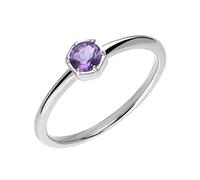 Ivy Gems 9ct White Gold Round Cut Amethyst Solitaire Ring (O)