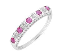 Ivy Gems 9ct White Gold Ruby & Diamond Stars Eternity Ring - Size P