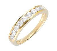 Ivy Gems 9ct Yellow Gold 0.5ct Finest 100 Cut Swiss Cubic Zirconia Channel Set Half Eternity Ring - Size P