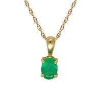 Ivy Gems 9ct Yellow Gold 0.833ct Oval Emerald Four Claw Pendant with 46cm / 18" Fine Gauge Prince of Wales Chain