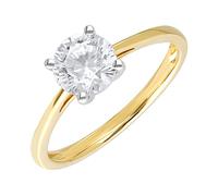 Ivy Gems 9ct Yellow Gold 1ct Finest 100 Cut Swiss Cubic Zirconia Round Solitaire Ring - Size R