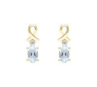 Ivy Gems 9ct Yellow Gold 5x3mm Aquamarine and Diamond Drop Earrings