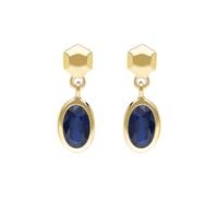 Ivy Gems 9ct Yellow Gold 5x3mm Sapphire and Diamond Oval Droplet Earrings