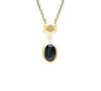 Ivy Gems 9ct Yellow Gold 6x4mm Sapphire and Diamond Oval Drop Pendant on 46cm Chain