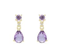 Ivy Gems 9ct Yellow Gold Amethyst and Clear Topaz Pear Drop Earrings
