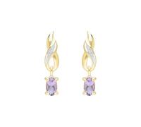 Ivy Gems 9ct Yellow Gold Amethyst and Diamond Twist Drop Earrings