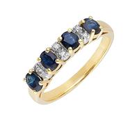 Ivy Gems 9ct Yellow Gold Blue Sapphire and Diamond Half Eternity Ring - Size M