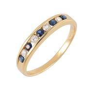 Ivy Gems 9ct Yellow Gold Blue Sapphire & Diamond Channel Set Ladies Half Eternity Ring - Size P