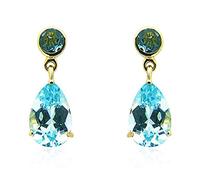 Ivy Gems 9ct Yellow Gold Blue Topaz Tear Drop Earrings of Length 1.7cm