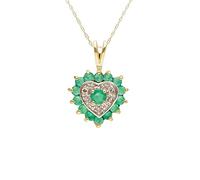 Ivy Gems 9ct Yellow Gold Emerald & 0.015ct Diamond Heart Pendant with 46cm Chain