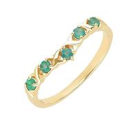 Ivy Gems 9ct Yellow Gold Emerald Wishbone Eternity Ring (L)