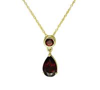 Ivy Gems 9ct Yellow Gold Garnet Tear Drop Pendant with 46cm Chain