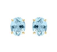 Ivy Gems 9ct Yellow Gold Oval Blue Topaz 6.22ct 10mm Stud Earrings