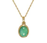 Ivy Gems 9ct Yellow Gold Oval Green Jade Rub Over Pendant on 46cm Chain