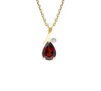 Ivy Gems 9ct Yellow Gold Pear Cut 7x5cm Garnet and Diamond Pendant on 46cm Chain