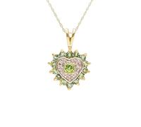 Ivy Gems 9ct Yellow Gold Peridot & 0.015ct Diamond Heart Pendant with 46cm Chain