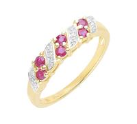 Ivy Gems 9ct Yellow Gold Ruby and Diamond Half Eternity Ring (P)