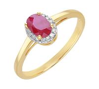 Ivy Gems 9ct Yellow Gold Ruby and Diamond Solitaire Ring - Size T