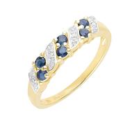 Ivy Gems 9ct Yellow Gold Sapphire and Diamond Half Eternity Ring (O)