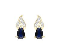 Ivy Gems 9ct Yellow Gold Sapphire and Diamond Twist Stud Earrings