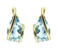 Ivy Gems 9ct Yellow Gold Sky Blue Topaz Pear Drop Wrap Over Effect Earrings