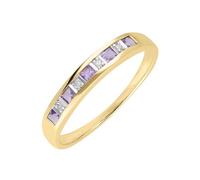 Ivy Gems 9ct Yellow Gold Square Cut Amethyst & Diamond Channel Set Half Eternity Ring (N)