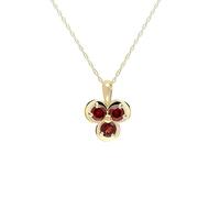 Ivy Gems 9ct Yellow Gold Three Stone Garnet January Birthstone Pendant on 46cm Chain