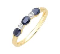 Ivy Gems 9ct Yellow Gold Three Stone Sapphire and Diamond Half Eternity Ring (P)