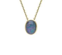 Ivy Gems 9ct Yellow Gold Triplet Oval Opal Cabochon Pendant on 46cm Chain