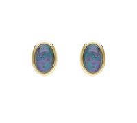 Ivy Gems 9ct Yellow Gold Triplet Oval Opal Cabochon Stud Earrings