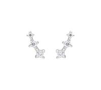 Ivy Gems Sterling Silver 100 Cut Cubic Zirconia Triple Star Climber Stud Earrings