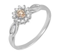 Ivy Gems Sterling Silver Morganite & Diamond Solitaire Cluster Ring Size P