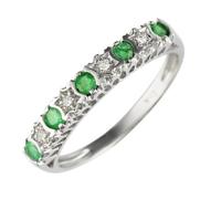 Ivy Gems Women's 9ct White Gold Emerald and Diamond Stars Eternity Ring, Size K