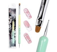 Ivy L Premium 2 Way Finest French Gel Acrylic Nail Art Kolinsky Brush with Dotting Tool with Green and Yellow Ombre Wood Handle (Size 6)