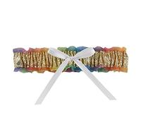 Ivy Lane Design Rainbow Garter with White Bow, Metallic Gold