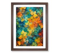 Ivy Leaf Abstract Framed Print | A2 Walnut Framed Wall Art | Ready to Hang | Abstract Floral Picture | Living Room Bedroom Lounge Office