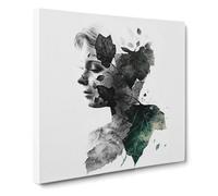 Ivy Leaf Double Exposure Canvas Wall Art Print Ready to Hang, Framed Picture for Living Room Bedroom Home Office Décor, 50x50 cm (20x20 Inch)