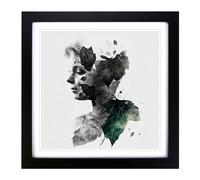 Ivy Leaf Double Exposure Framed Print | 18x18 Inch Black Framed Wall Art | Ready to Hang | Modern Floral Picture | Living Room Bedroom Lounge Office